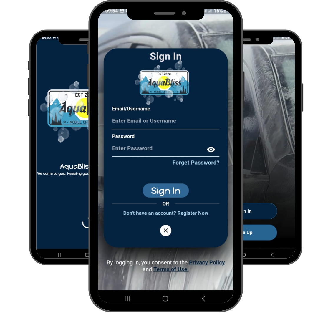 AquaBliss Mobile App Screenshots